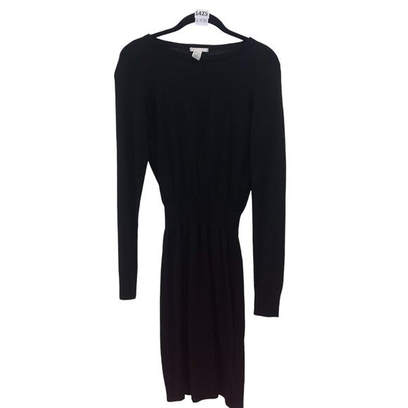 Dress Sinched Waist, Sweater Dress long sleeve, Basic H&M, XS, Black - Picture 1 of 3